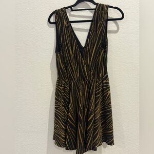 ANDREA Glam Black and Gold Fit and Flare Mini Dress